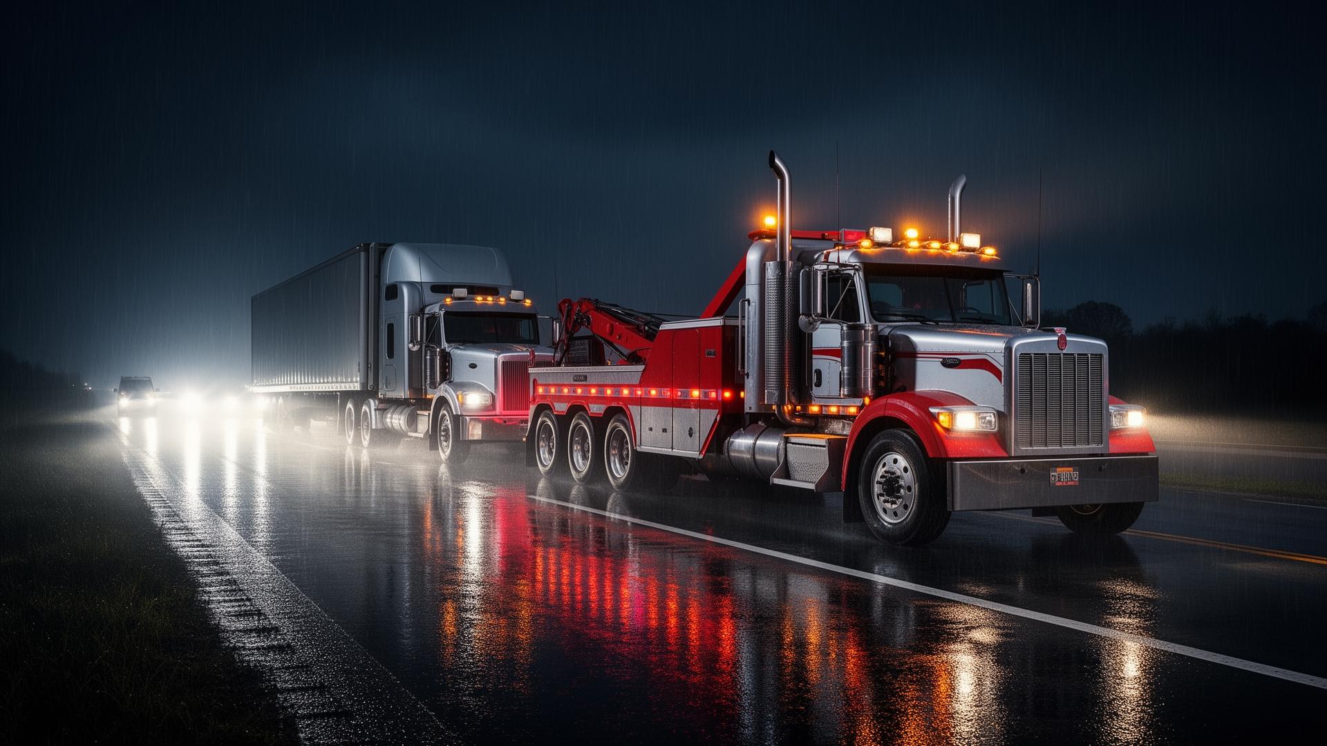 Heavy duty tow truck on Ontario highway